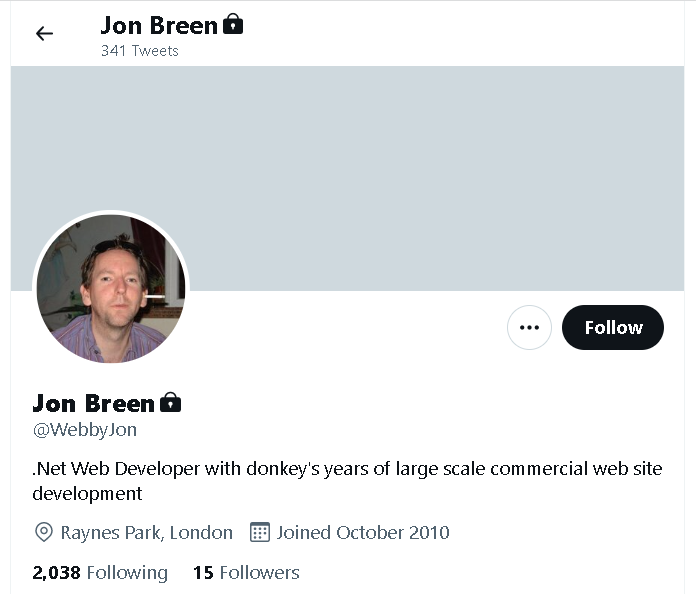 screenshot of Jon Breen&rsquo;s Twitter account